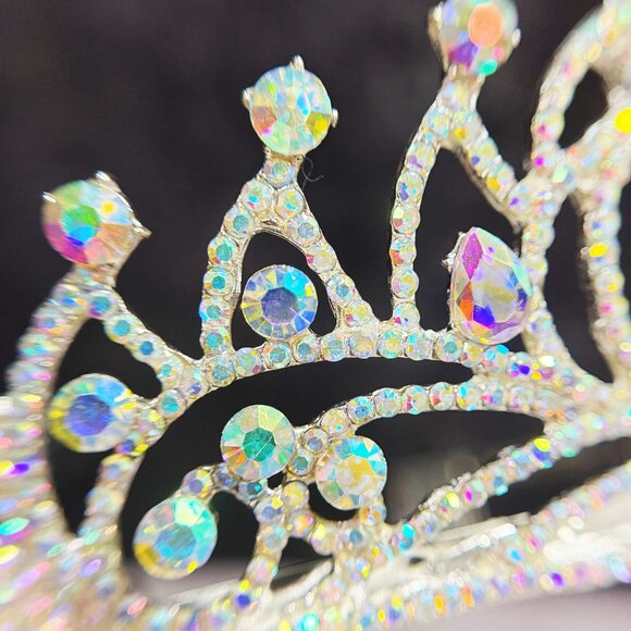 Diamond Silver Tiara, Tiara with Comb, Princess Tiara, Silver Cosplay Headband - Picture 6 of 8